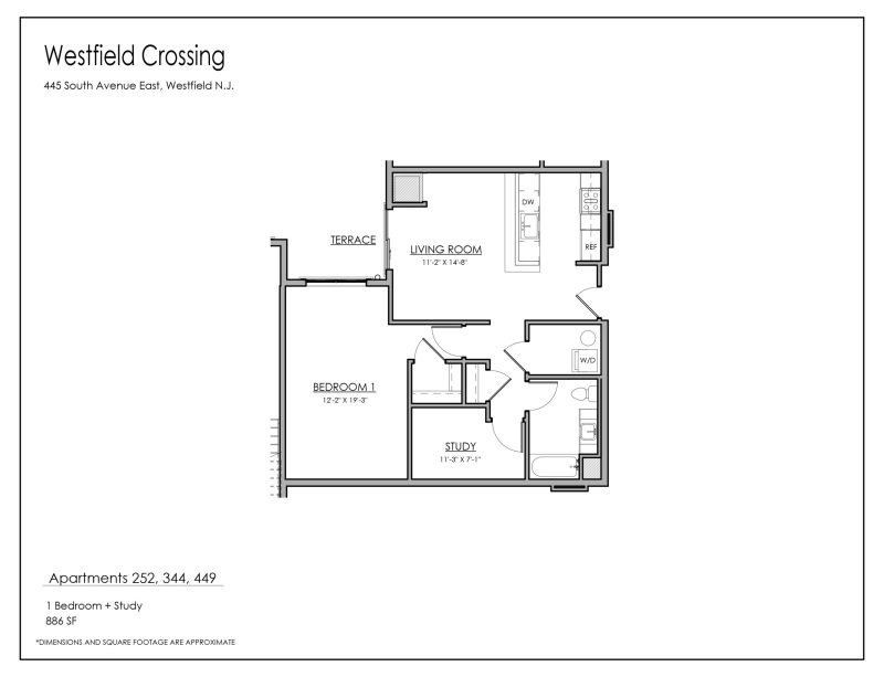 445 South Ave One Bedroom and Study